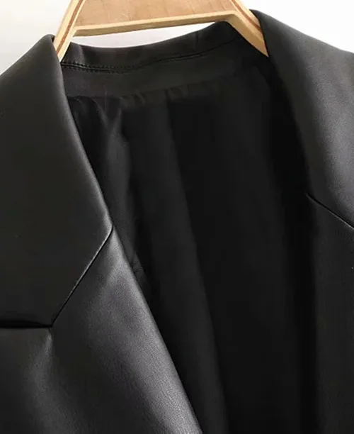 Blazer feminino de couro sintético - imagem 5