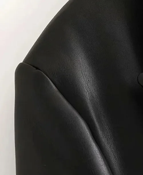 Blazer feminino de couro sintético - imagem 6