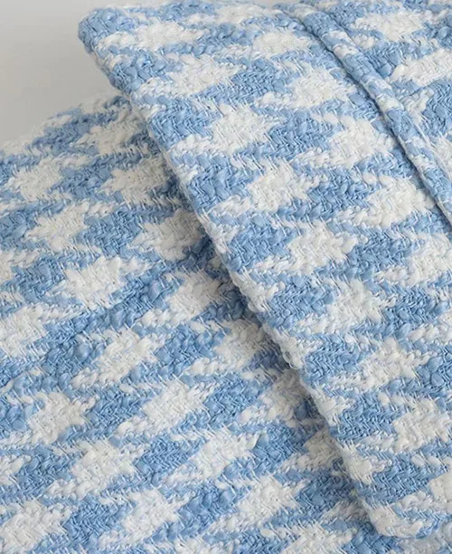 Blazer de tweed xadrez azul e branco - imagem 9