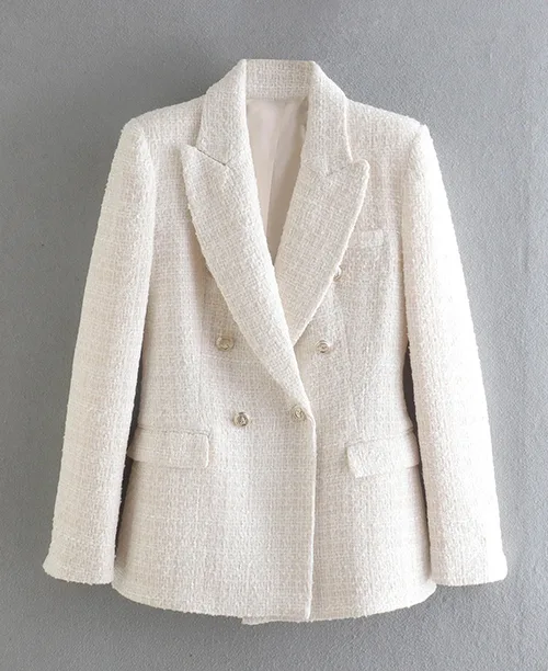 Blazer feminino branco de tweed
