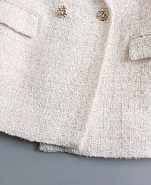 Blazer feminino branco de tweed - imagem 4