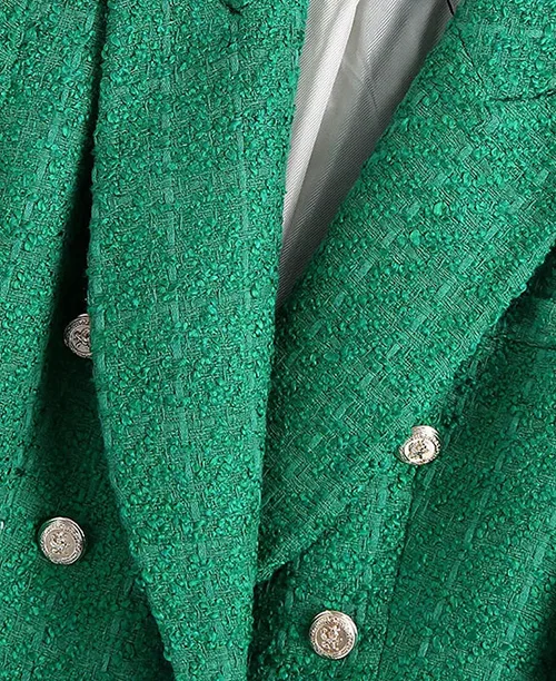 Blazer feminino verde de tweed - imagem 3