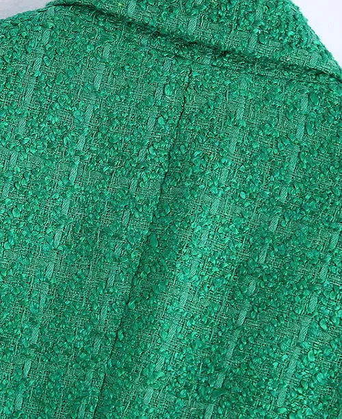 Blazer feminino verde de tweed - imagem 4