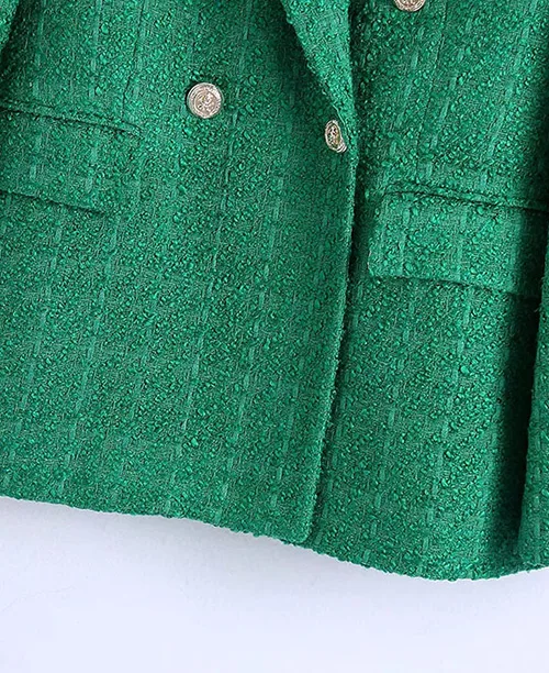 Blazer feminino verde de tweed - imagem 5