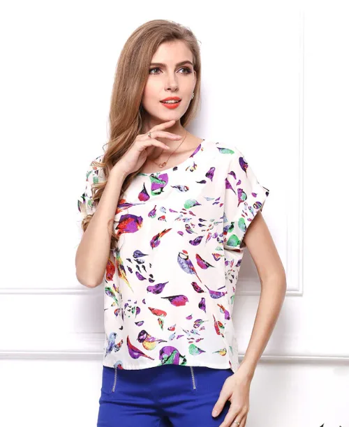 Blusa feminina estampa de pássaros - imagem 1
