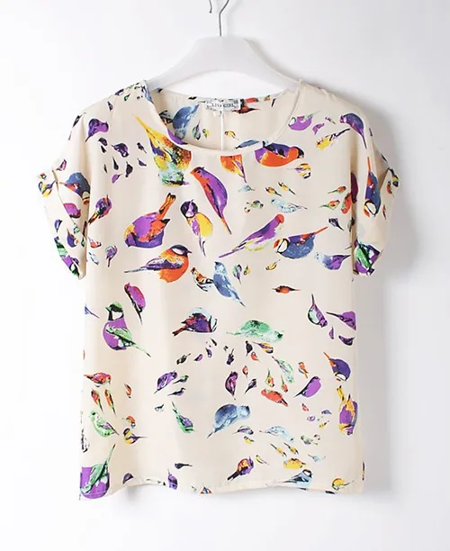 Blusa feminina estampa de pássaros - imagem 2