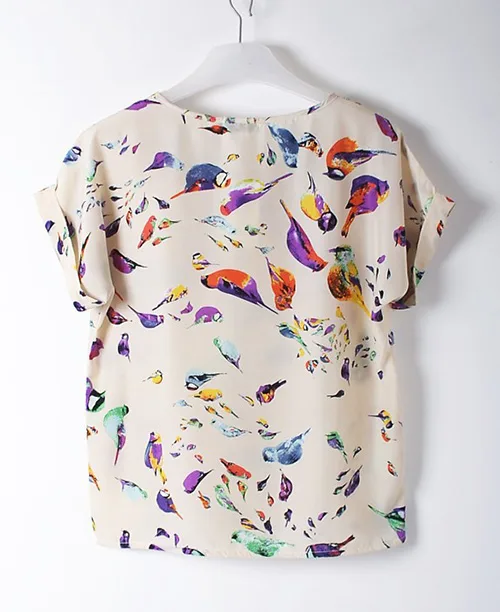 Blusa feminina estampa de pássaros - imagem 3