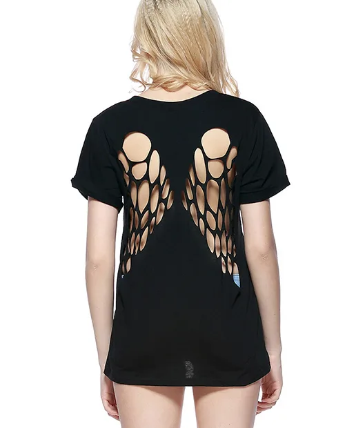 Blusa feminina manga curta básica  asa recortada - imagem 4