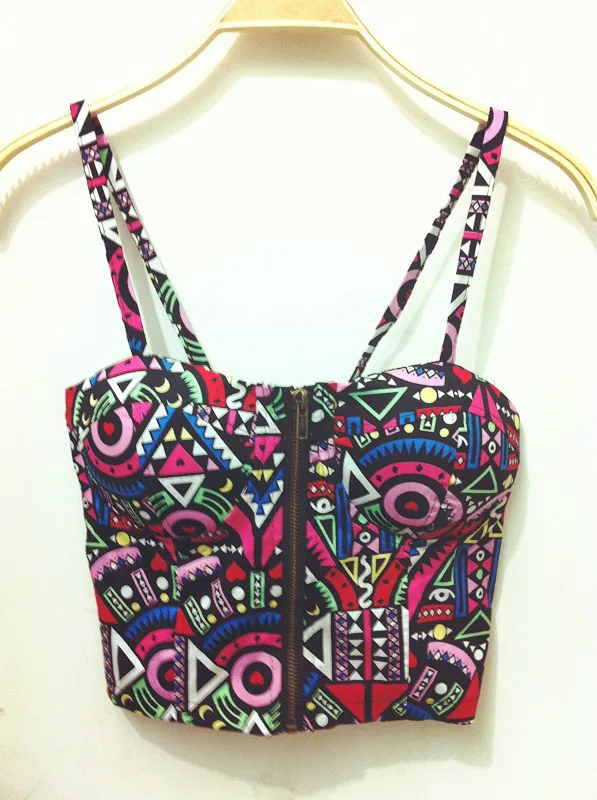 Blusa cropped estampa étnica