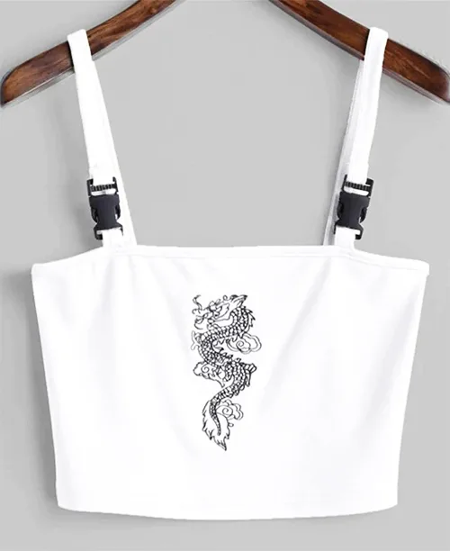 Cropped estampado com alcinha de fivela - imagem 4