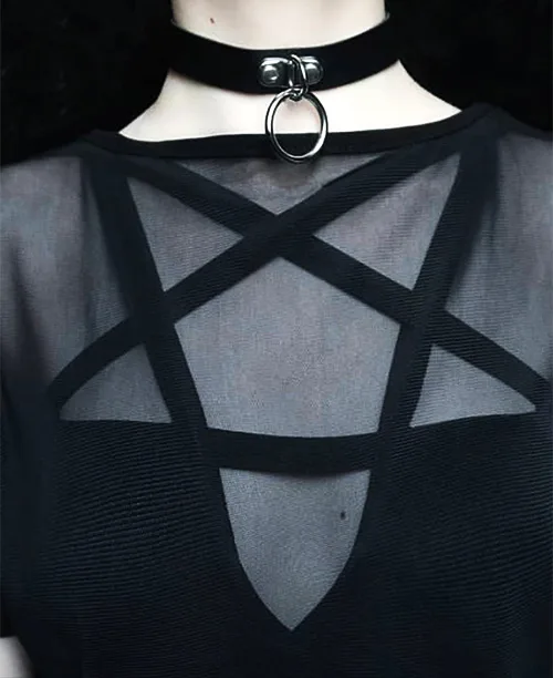 Body feminino preto gótico de pentagrama - imagem 5