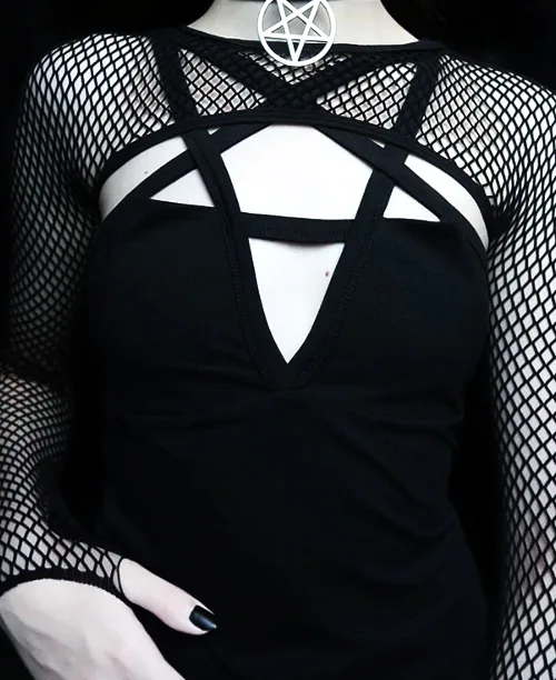 Body feminino preto gótico de pentagrama - imagem 3