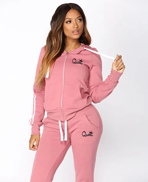 Conjunto moletom feminino com zíper e capuz - imagem 7