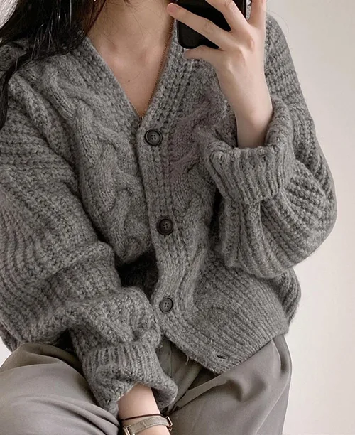 Cardigan feminino de tricot grosso - imagem 5