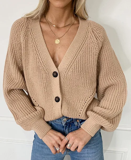 Cardigan feminino de tricô grosso - imagem 6