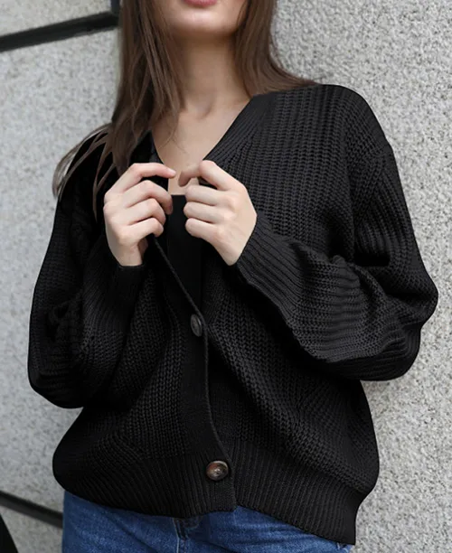 Cardigan feminino de tricô grosso - imagem 11