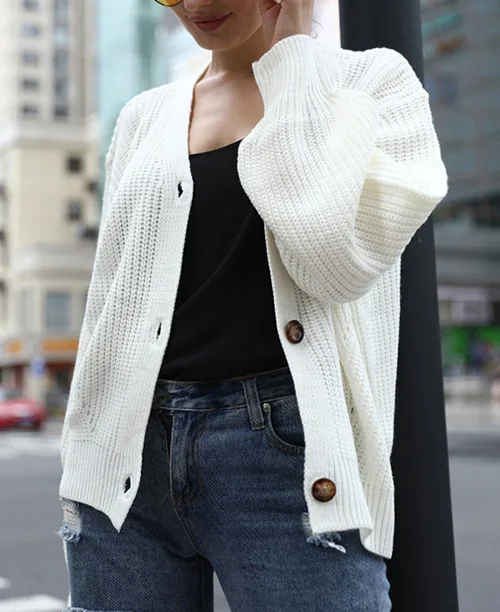 Cardigan feminino de tricô grosso - imagem 3