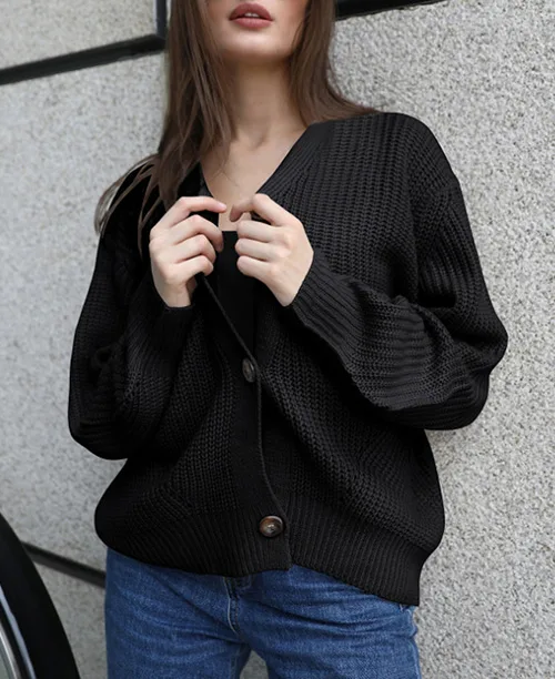 Cardigan feminino de tricô grosso - imagem 10