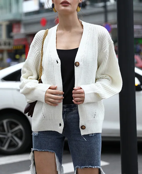 Cardigan feminino de tricô grosso - imagem 4