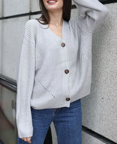 Cardigan feminino de tricô grosso - imagem 7