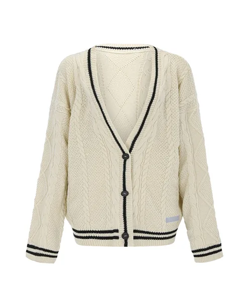 Cardigan feminino de tricot grosso bege