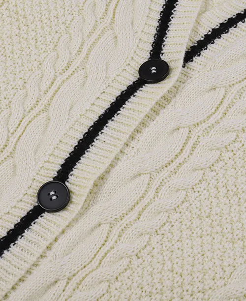 Cardigan feminino de tricot grosso bege - imagem 5