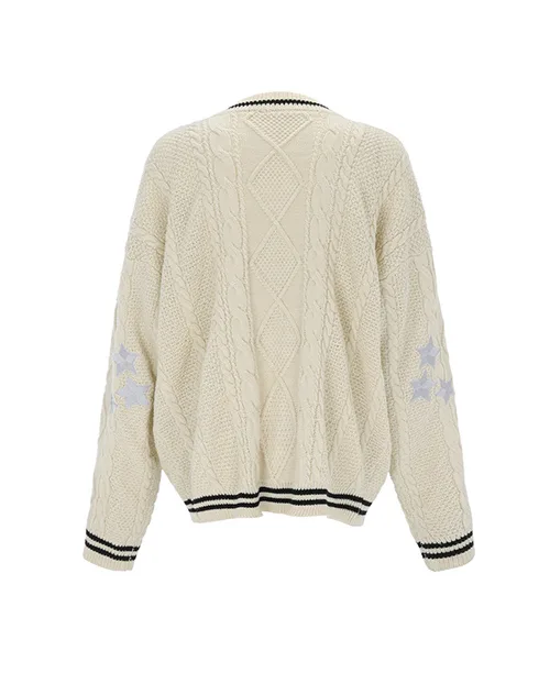 Cardigan feminino de tricot grosso bege
