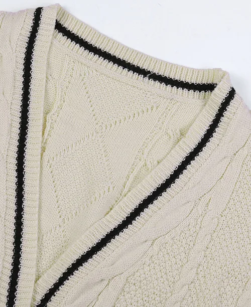 Cardigan feminino de tricot grosso bege - imagem 3