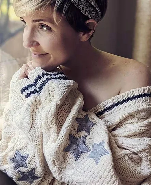 Cardigan feminino de tricot grosso bege - imagem 10