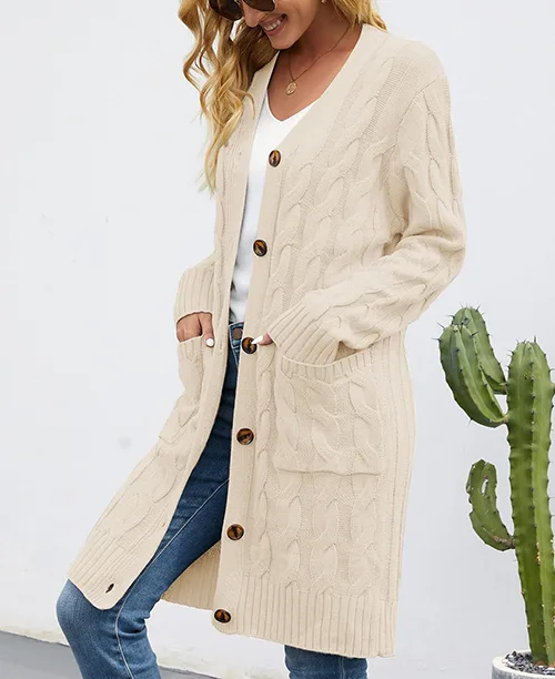 Cardigan feminino longo de tricot - imagem 7