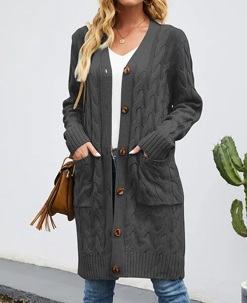 Cardigan feminino longo de tricot - imagem 9
