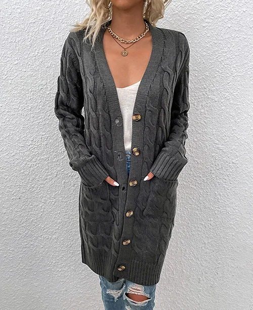 Cardigan feminino longo de tricot - imagem 10