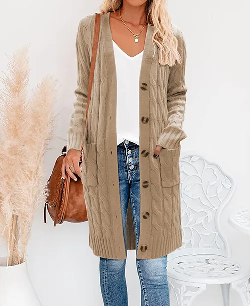 Cardigan feminino longo de tricot - imagem 4