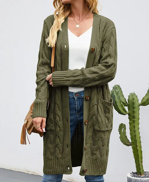 Cardigan feminino longo de tricot - imagem 14