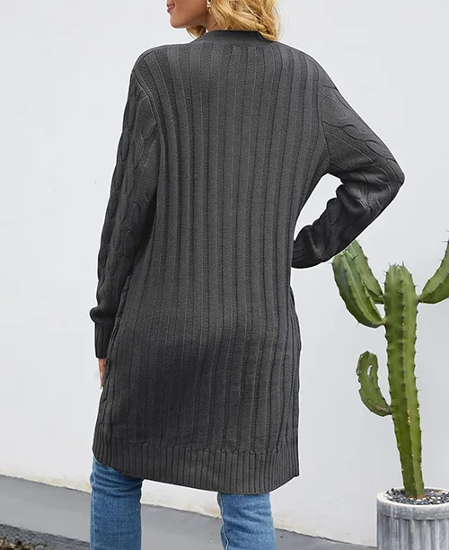 Cardigan feminino longo de tricot - imagem 11