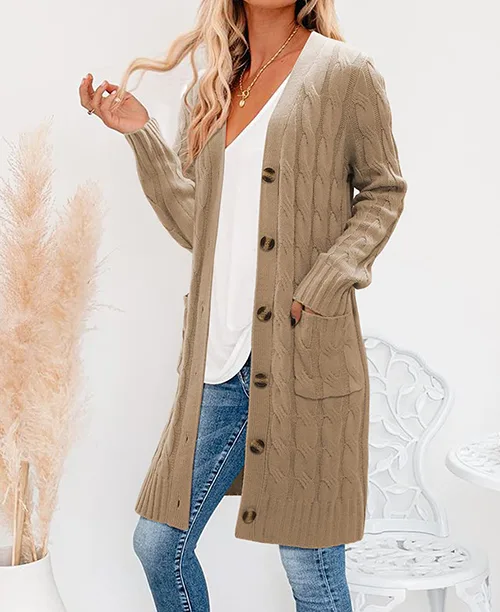 Cardigan feminino longo de tricot - imagem 5