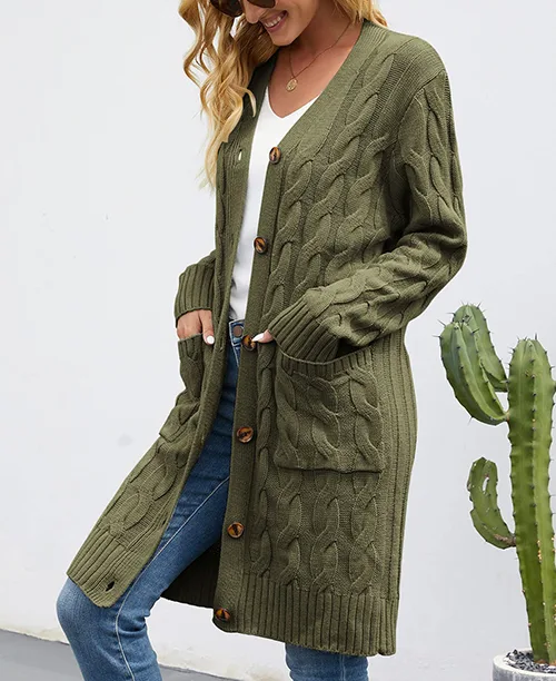 Cardigan feminino longo de tricot - imagem 15
