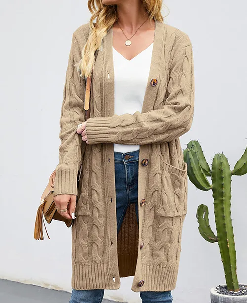 Cardigan feminino longo de tricot - imagem 3