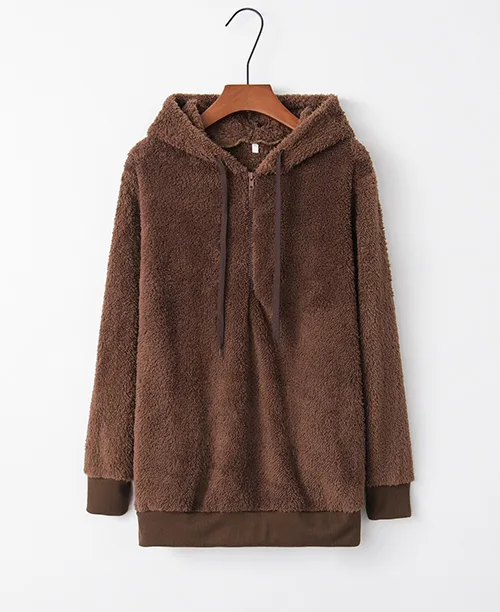 Casaco feminino de inverno com lã sintética