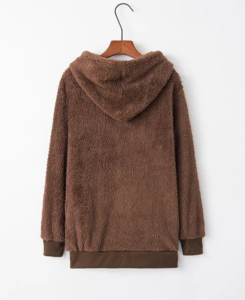 Casaco feminino de inverno com lã sintética