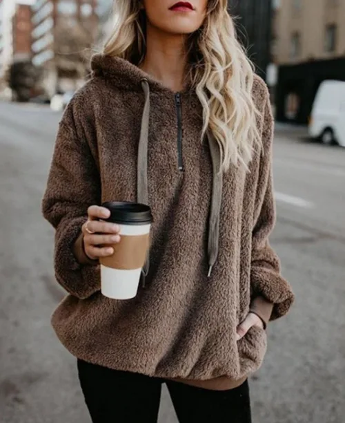 Casaco feminino de inverno com lã sintética - imagem 4