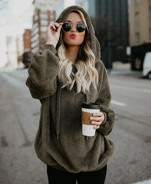 Casaco feminino de inverno com lã sintética - imagem 5
