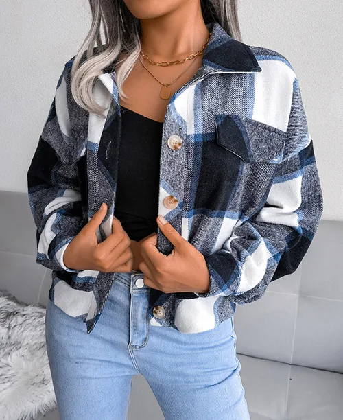 Jaqueta xadrez feminina flanelada - imagem 5