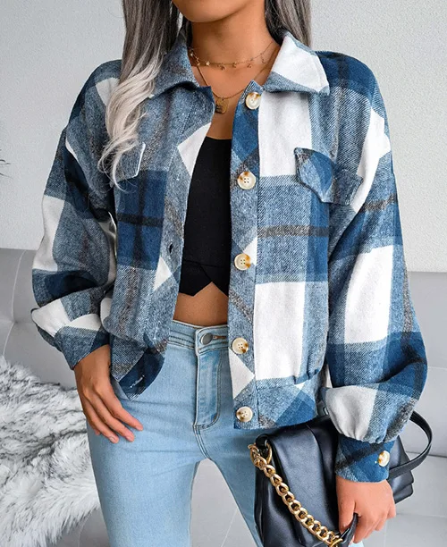 Jaqueta xadrez feminina flanelada - imagem 8