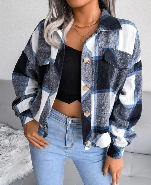 Jaqueta xadrez feminina flanelada - imagem 6