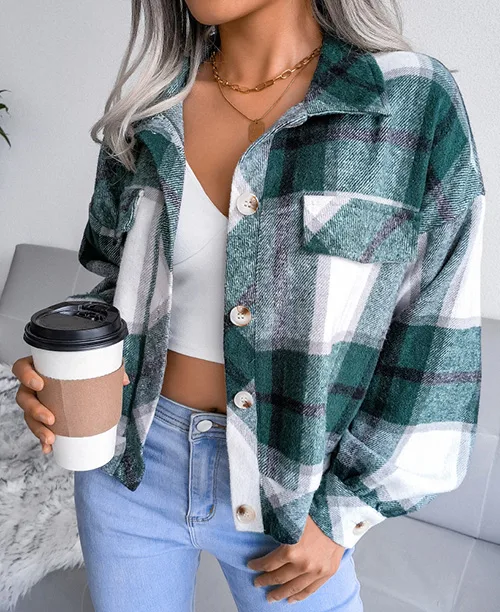 Jaqueta xadrez feminina flanelada - imagem 3