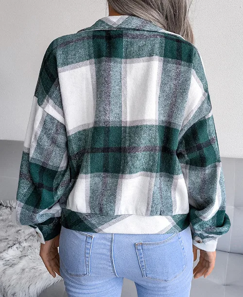 Jaqueta xadrez feminina flanelada - imagem 4