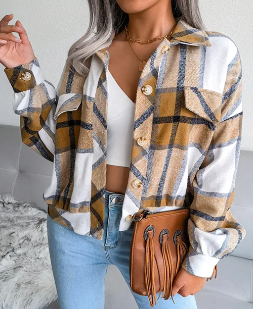 Jaqueta xadrez feminina flanelada - imagem 12