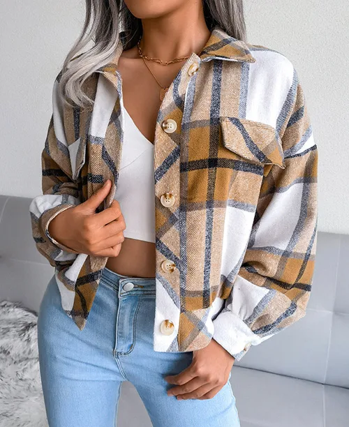 Jaqueta xadrez feminina flanelada - imagem 11