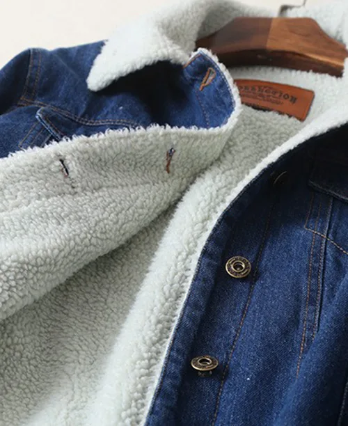 Jaqueta jeans feminina forrada com lã - imagem 4